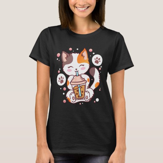 猫のボバティー・バブルティー・ネコ Tシャツ (正面)