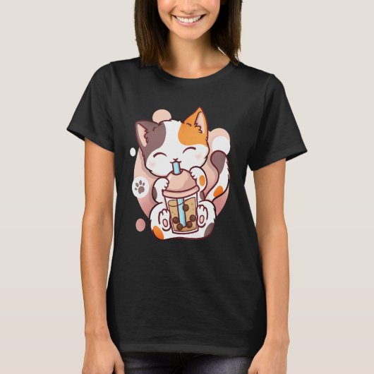 猫のボバティー・バブルティー ネコ Tシャツ (正面)