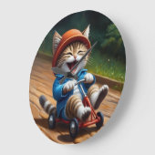猫のボードスケート ラージ壁時計 (傾斜)