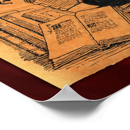 猫のポスターは本が多すぎることはない ポスター (角)