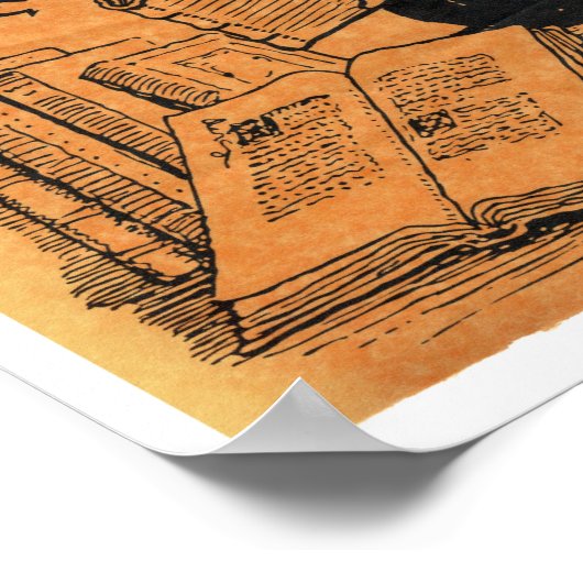 猫のポスターは本が多すぎることはない ポスター (角)