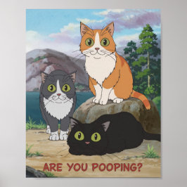 猫のポスター | うんち中ですか? | 猫アート ポスター