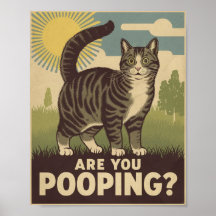 猫のポスター | うんち中ですか？ | 猫アート