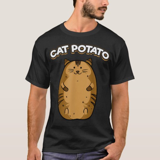 猫のポテト 面白い かわいい 太ったポテト ネコ Tシャツ (正面)