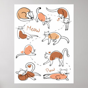 猫のポーズ。 ポスター
