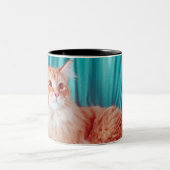 猫のポートレート ツートーンマグカップ (中央)