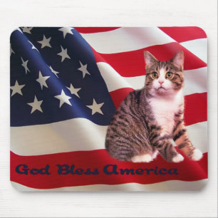 猫のマウスパッドの神はアメリカを賛美します マウスパッド