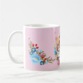 猫のマグカップを持つ女の子 コーヒーマグカップ (左)