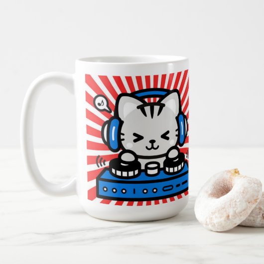 猫のマグカップ 音楽を感じるマグカップ コーヒーマグカップ (ドーナツ)