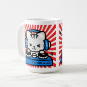 猫のマグカップ 音楽を感じるマグカップ コーヒーマグカップ (正面左)