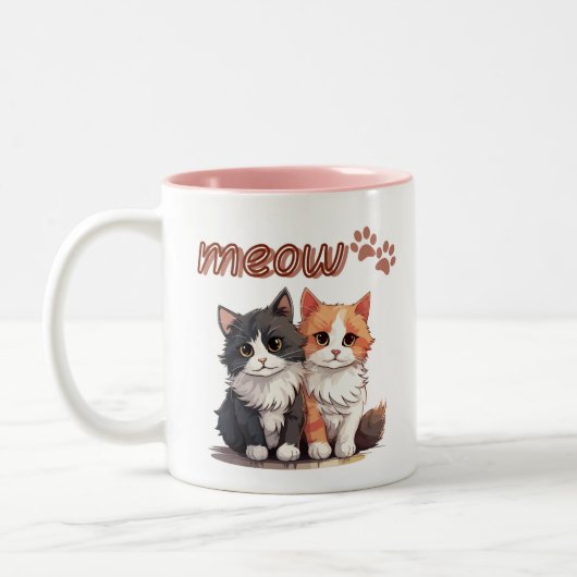 猫のマグカップ Meow Cat Mug ツートーンマグカップ (左)