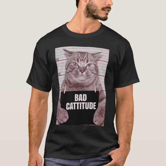 猫のマグショットが悪い Tシャツ (正面)