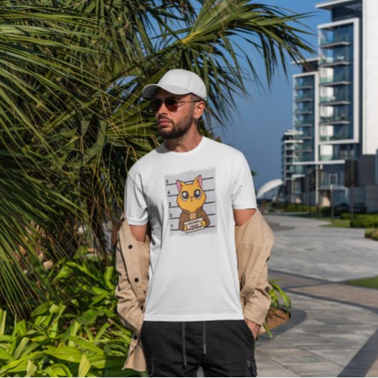 猫のマグショット漫画 Tシャツ