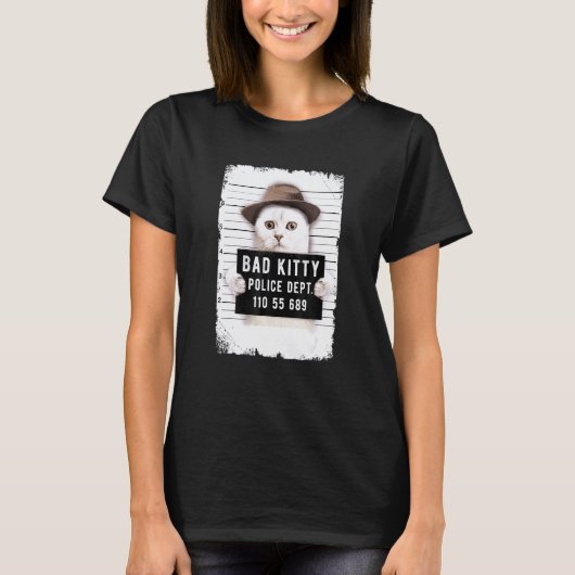 猫のマグショット Tシャツ (正面)