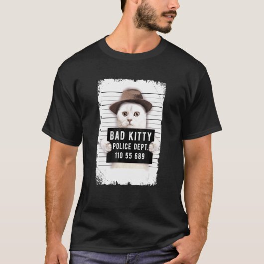 猫のマグショット Tシャツ (正面)