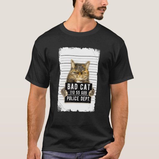 猫のマグショット Tシャツ (正面)