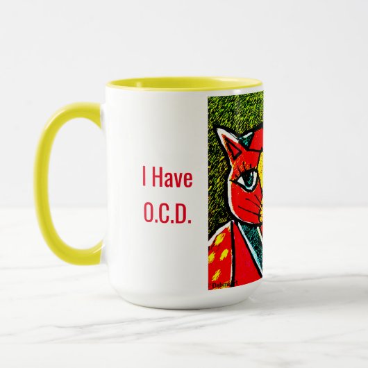 猫のマグ私はO.C.D. Obsessive Catの無秩序を有します マグカップ (左)
