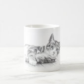 猫のマグ、猫の芸術のマグ、猫好きは襲います コーヒーマグカップ (中央)