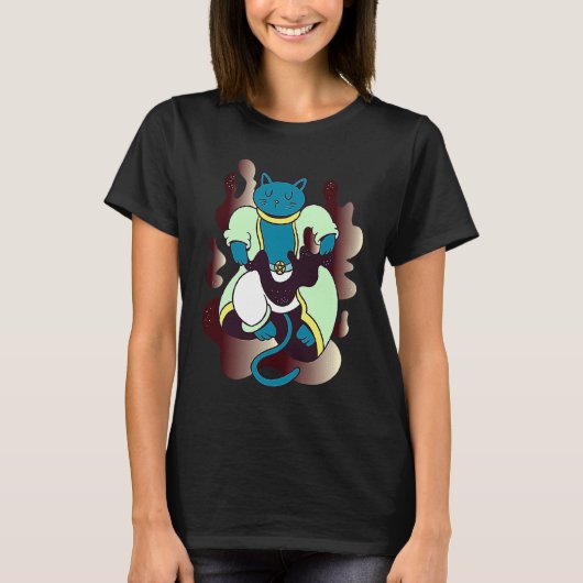 猫のマジシャン 瞑想 スピリチュアル Tシャツ (正面)