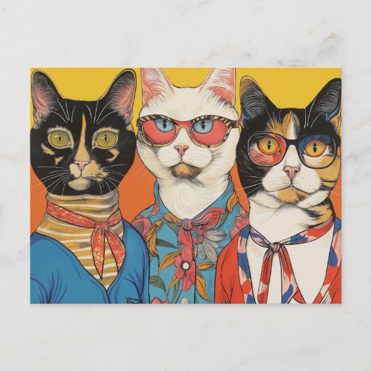 猫のマダムたち ポストカード (正面)