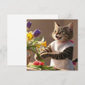 猫のママが母の日の花を飾っている シーズンカード (正面/裏面)