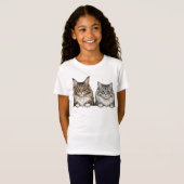 猫のママのためのメインクーンとシルバータビー Tシャツ (正面フル)