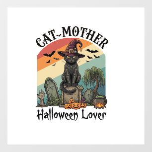 猫のママのハロウィン ブラックウィッチハット パンプキン ウィンドウサイン