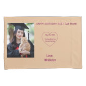 猫のママ卒業お誕生日おめでとうフォト 枕カバー (正面右)