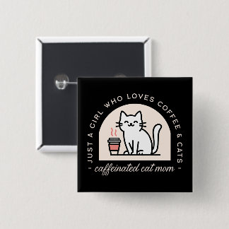 猫のママ おもしろ コーヒー好き 缶バッジ