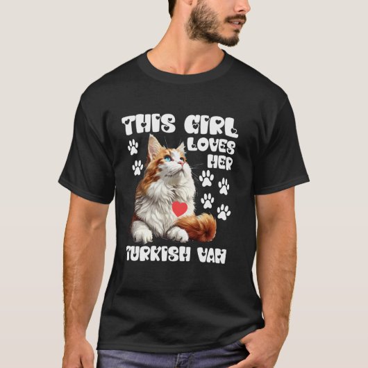 猫のママ この娘はトルコバン猫が大好き 猫の飼い主 Tシャツ (正面)