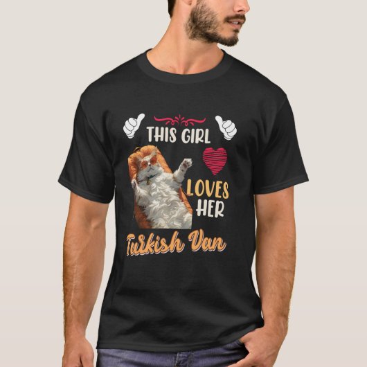 猫のママ この娘はトルコバン猫が大好き Tシャツ (正面)