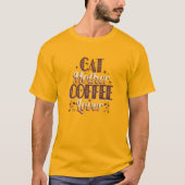 猫のママ コーヒー好き Tシャツ (正面)