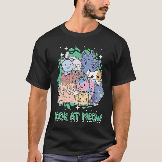 猫のママ ネコパパ カップル 猫 Tシャツ (正面)