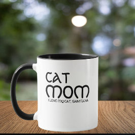 猫のママ ペットの名前 スクリプト テキスト 黒 白 カスタマイズ マグカップ