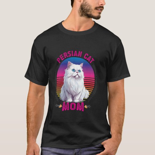 猫のママ ペルシャ猫 ママ 女性 ギフト Tシャツ (正面)