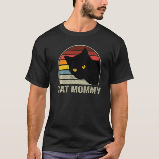 猫のママ ヴィンテージ 80年代風 猫 レトロ 女性用 Tシャツ (正面)
