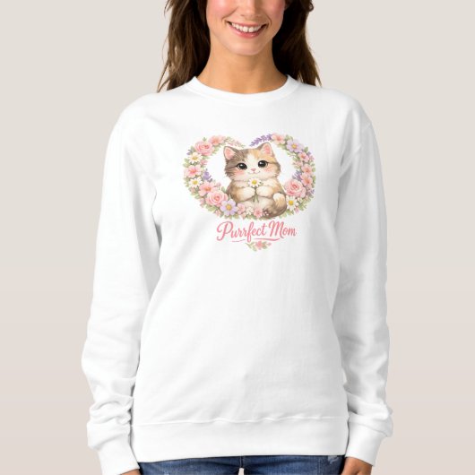 猫のママ 母の日Tシャツ スウェットシャツ (正面)