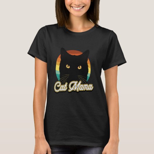 猫のママ、猫マニア Tシャツ (正面)