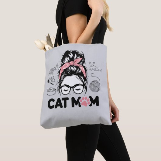 "猫のママ" 面白い かわいい 猫好き 女性 トートバッグ (クローズアップ)