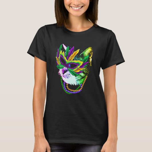 猫のマルディグラ Tシャツ (正面)
