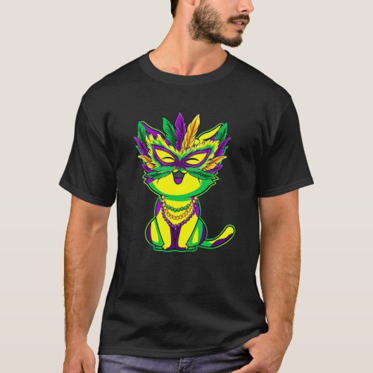 猫のマルディグラ Tシャツ (正面)
