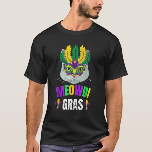 猫のマルディグラ Tシャツ (正面)