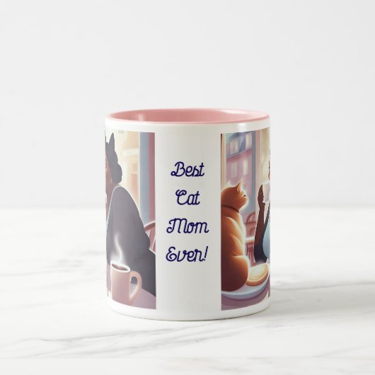 猫のマ最高のマーをパーソナライズ ツートーンマグカップ (中央)
