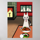 猫のミステリ食べスミート | AIアートポスター ポスター (正面)