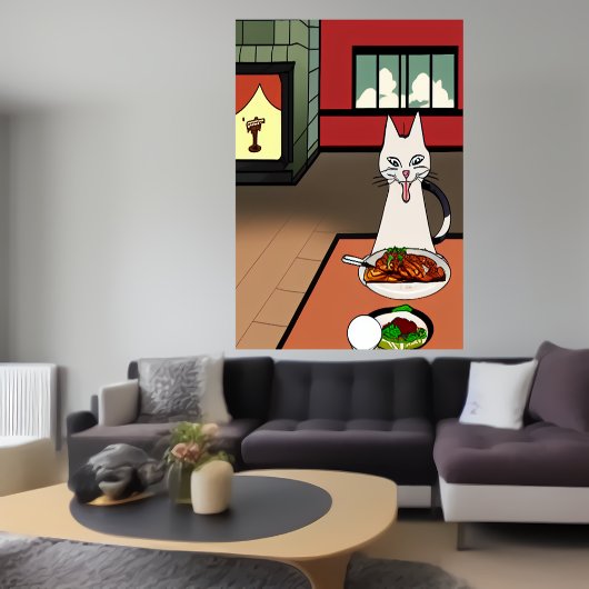 猫のミステリ食べスミート | AIアートポスター ポスター
