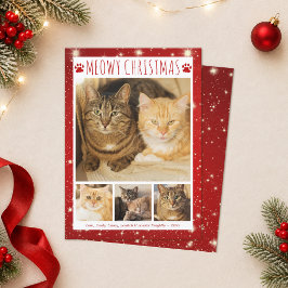 猫のミャウクリスマス 4枚の写真 赤い足跡 シーズンカード