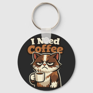 猫のミーム「コーヒーが欲しい」 キーホルダー