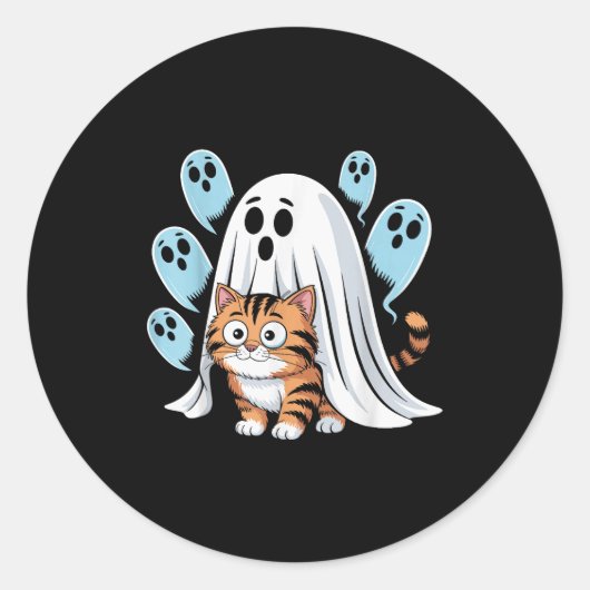 猫のミーム 楽しいソッキー ハロウィン 猫 ラウンドシール (正面)