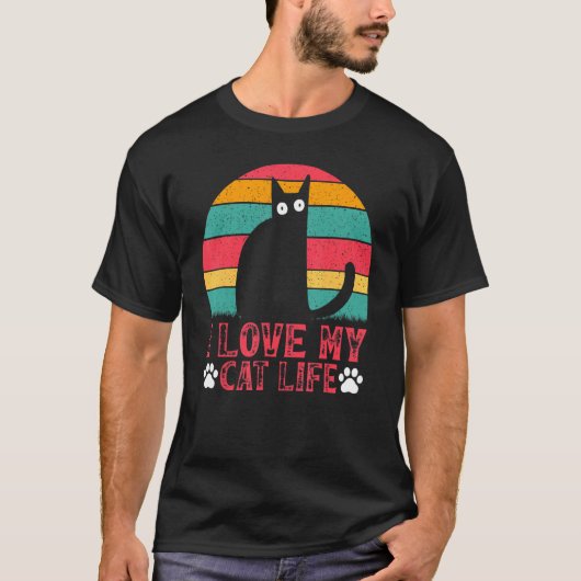 猫のミーム 猫の飼い主 猫 私は私の猫の生活が好き Tシャツ (正面)