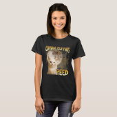 猫のミーム 猫好き 猫ママ 冗談 おパンを考えろ Tシャツ (正面フル)